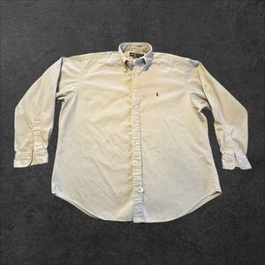 Ralph Lauren Mens XL Tan Khaki Button Down Shirt Long Sleeve 100% Cotton Twill